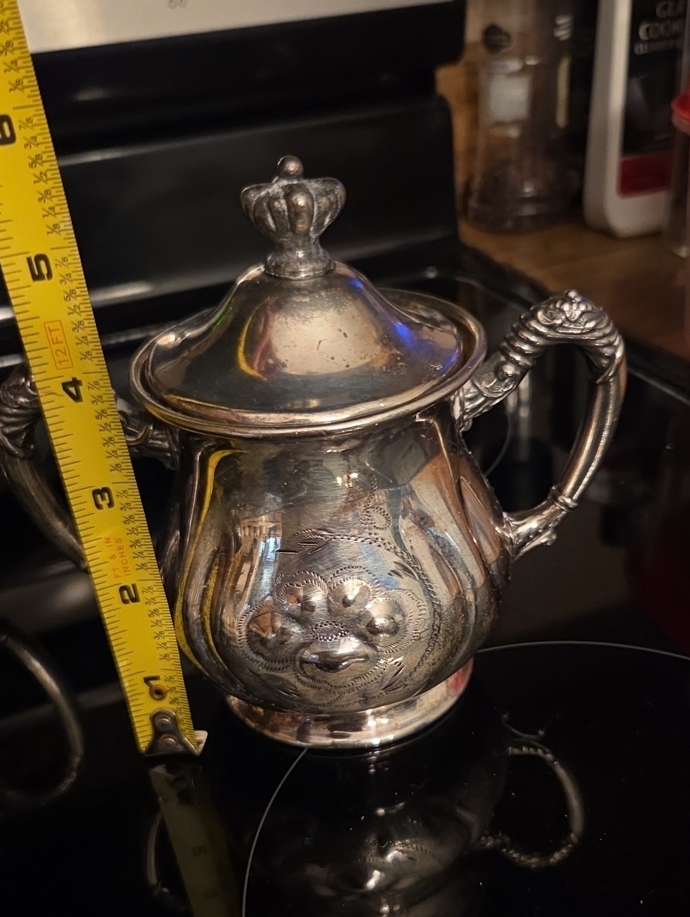 Vntg Silver Tea Set - 3 Piece Creamer Sugar and Teapot. Lid Is Teapot Lifts Off - Picture 8 of 11